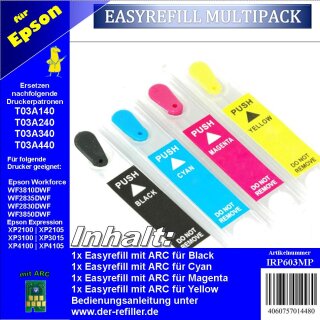 603XL -  Multipack mit 4 Patronen - IRP603MP CISS / Easyrefillpatronen / Leerpatronen - ersetzt T03A140 - 440