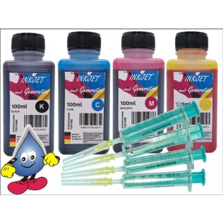 Multipack 400ml  TiDis Nachfülltinte für Tintenstrahldrucker je 100ml B/C/M/Y