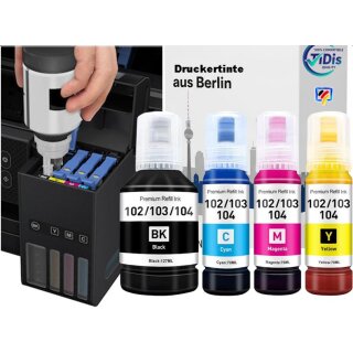 340ml TiDis Ink Druckertinte / Nachfülltinte Ecotankdruckertinte einsetzbar f.d. Tintennummern 102 / 103 / 104 / 105 / 106