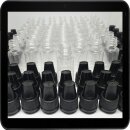 10 ml eLiquid Flasche PET Automatic Line mit KISI Verschluss schwarz und 2,3 mm Spitze eingesetzt