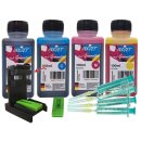 Multipack 400ml TiDis Ink Druckertinte / Nachfülltinte BCMY + IRP109 Luftabsorber - Inkjet next Generation