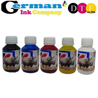 DTF Starterpackung mit 500ml GIC DTF Textiltinte - je 100ml B/C/M/Y/W