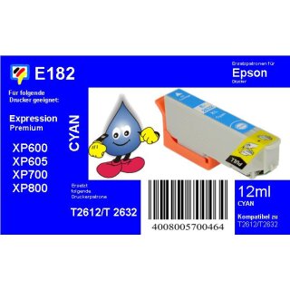 E182 - TiDis Ersatzpatrone - cyan - mit 12ml Inhalt ersetzt T263240