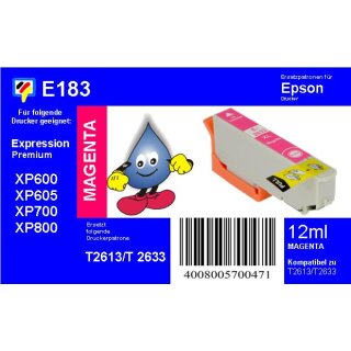 E183 - TiDis Ersatzpatrone - magenta - mit 12ml Inhalt ersetzt T263340