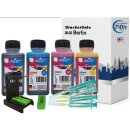 Multipack 400ml TiDis Ink Druckertinte / Nachfülltinte BCMY + IRP109 Luftabsorber - Inkjet next Generation für HP302 & HP302XL