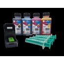 Multipack 400ml TiDis Ink Druckertinte / Nachfülltinte BCMY + IRP109 Luftabsorber - Inkjet next Generation für HP62 & HP62XL