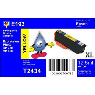 E193 - TiDis Ersatzpatrone - yellow - mit 12,5ml Inhalt ersetzt T2434XL