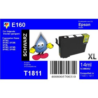 E160 - TiDis Ersatzpatrone - schwarz - mit 14ml Inhalt ersetzt T1811XL