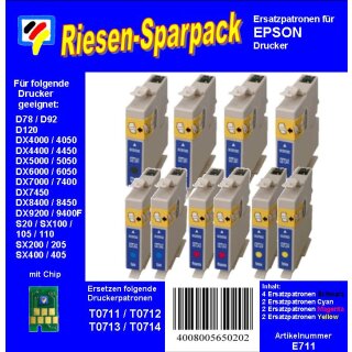 E711 - TiDis Riesensparpack mit 10 Ersatzpatronen für T0711, T0712, T0713, T0714