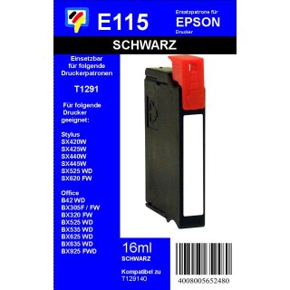 E115 - TiDis Ersatzpatrone - schwarz - mit 16ml Inhalt ersetzt T1291