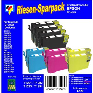 E129 - TiDis Riesen Sparpack mit 10 Ersatzpatronen für T1291, T1292, T1293, T1294