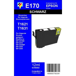 E170 - TiDis Ersatzpatrone - schwarz - mit 12ml Inhalt ersetzt T1631XL