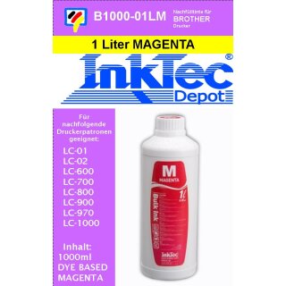 1000ml magenta Inktec Nachfülltinte für Ihren Brother Drucker