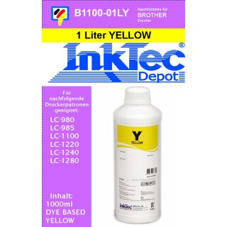 1000ml yellow Inktec Nachfülltinte für Ihren Brother Drucker