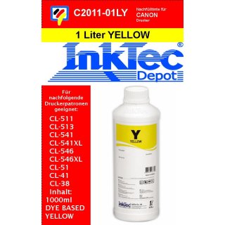 1000ml yellow Inktec Nachfülltinte für Ihren Canon Drucker