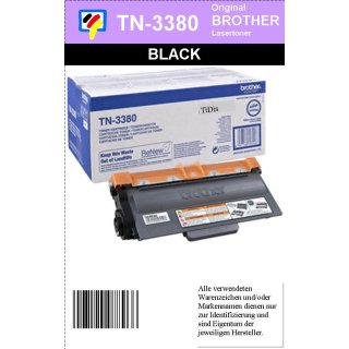 TN-3380 - schwarz - Brother Lasertoner mit 8.000 Seiten Druckleistung nach ISO