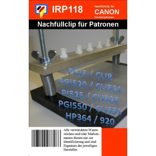 IRP118 - Dr.Inkjet Profinachfüllclip für Canon Single Ink Druckerpatronen