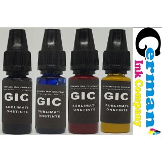 Kleines GIC Starter Multipack - Hitzetransfertinte | Sublimationstinte  4x10ml Flasche - Farbe Black, Cyan, Magenta, Yellow