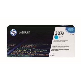 HP307A - CE741A - cyan - Original HP Druckkassette mit 7.300 Seiten Druckleistung nach Iso