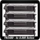TN3480 / TN 3430 4er Sparset Ersatztoner Black für Brother 4x 8.000 Seiten Druckleistung