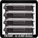 TN3480 / TN 3430 4er Sparset Ersatztoner Black für...