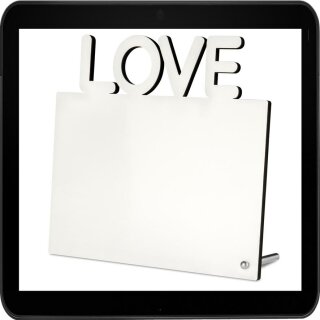 Rahmenloser Fotoaufsteller mit Schriftzug "Love" für den Sublimationsdruck 180 x 180mm