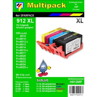 HP912XL - Multipack - TiDis Druckerpatronenpack mit je 1x BCMY  3YL34AE