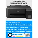 EcoTank ET-1810 Sublimationsstarterpaket mit 350ml GIC Sublimationstinte und 50 Blatt A4 Sublimationspapier