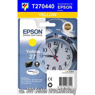 T270440 - yellow - Epson Druckerpatrone mit 3,6ml Inhalt für 300 Seiten Druckleistung - Durabrite Ultra