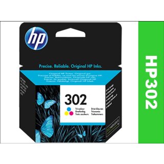 HP302 Original Dreifarbpatrone F6U65AE (Color)  mit ca. 165 Seiten Druckleistung nach Iso für HP Officejet 3820 Drucker