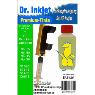 IRP426 - Dr.Inkjet Druckkopfreinigungsset für HP45 & HP15 Druckkopfpatronen - 51645A - C6615A - 51640A - 516450A