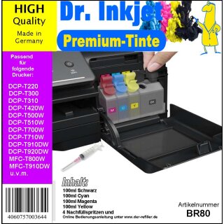 BR80 - Dr. Inkjet 400ml Druckertinten Starterset für Brother Drucker