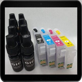 T603 + T603XL Sublimationspatronen CISS / Easyrefill - Multipack mit 4 Patronen inkl. 80ml GIC Sublimationstinte