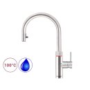 100 Grad heißes, kaltes und Sprudelwasser - QUOOKER Küchenarmatur QUOOKER FLEX Zugauslauf Edelstahl Combi B mit CUBE 2 100°C Kochendwasserhahn mit Trinkwassersystem