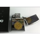 Meine letzten 10 Pfennig - mit echten deutschen 10 Pfennigstück auf einen Original Zippo Sturmfeuerzeug - Chrom poliert