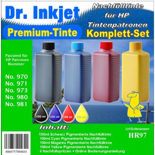 HR97 - Dr. Inkjet Komplett 400ml Set Premium Pigmentierte Nachfülltinte