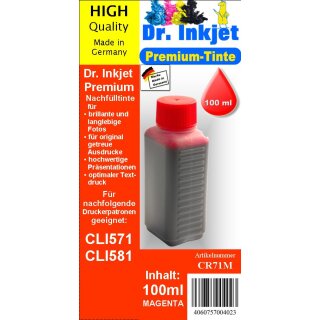 CR71M - magenta - Dr.Inkjet Premium Nachfülltinte in 100ml - 250ml - 500ml - 1000ml Abfüllungen für Canon Druckerpatronen für CLI571 / CLI581