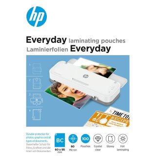 Visitenkartenformatige HP EVERYDAY 100 Blatt glänzende Laminierfolien - 80 micron