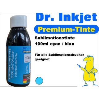 Dr.Inkjet 100ml Cyan Sublimationstinte für Textildruck, Transferdruck, Sublimation Ink kompatibel für Brother, Epson, Ricoh, Roland, Mimaki, Mutoh usw.