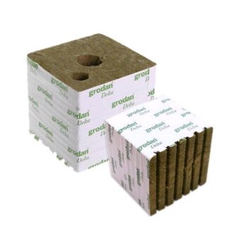 TiDis Grow – GRODAN – Steinwollewürfel 15×15×15 cm mit Loch Ø 4 cm