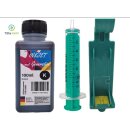 HP45 & HP15 Nachfüllclip + 100ml  Black Dye TiDis Druckertinte - Zum Nachfüllen durch den Druckkopf! V.2.0