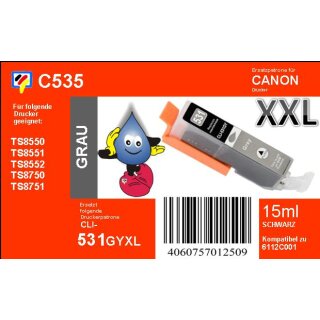 CLI-531GY Graue TiDis Ersatzrpatrone mit 15ml Füllmenge - ersetzt 6122C001AA