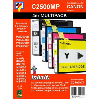 PGI-2500XL Multipack TiDis Ersatzdruckerpatronen mit je 1x Black, Cyan, Magenta & Yellow - ersetzt 9254-B010