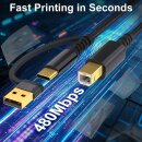 1 m - 2in1 USB Druckerkabel - USB-A & C zu USB-B Hochgeschwindigskeitskabel