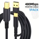 1 m - 2in1 USB Druckerkabel - USB-A & C zu USB-B Hochgeschwindigskeitskabel