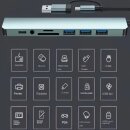 8in1 USB Hub - USB C Adapter mit 4 USB-Anschlüssen, SD/TF-Kartenleser, 3,5 mm Audio, USB-C-Datenanschluss, kompatibel mit MacBook Pro/Air/XPS/Tablet/Smartphones und mehr (Grau)