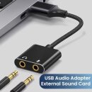 USB Soundkartenadapter mit 3,5mm Kopfhörer und...