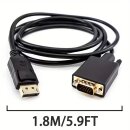 DisplayPort-auf-VGA-Adapter - 1,8m kompatibel mit Lenovo, Dell, HP, ASUS und anderen Marken