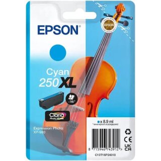 Epson 250 Cyan XL Druckerpatrone mit 8,9ml Inhalt für ca. 740 Seiten Druckleistung - C13T16P24010