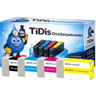 SJIC22PB-Y TiDis Ersatzdruckerpatronen Multipack je 1x BCMY mit je 32,5ml Inhalt - ersetzt C33S020601 -604